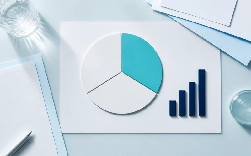 Üç eşit parçalı grafik ve yükselen sütunlarla yıllık destek tavanı hesabı